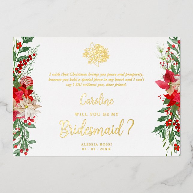 Invitation En Aluminium Bridesmaid Fancy Luxury Christmas Proposal (Recto)
