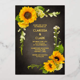 Invitation En Aluminium Bright Moderne Tournesol Jaune Russe Mariage