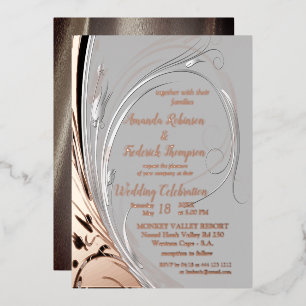 Invitation En Aluminium Bronze Argent et noir abstrait