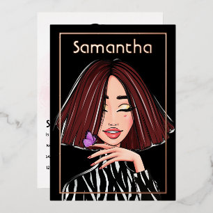 Invitation En Aluminium Brown Haired Girl Birthday Party