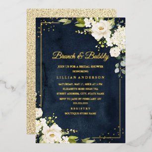 Invitation En Aluminium Brunch et Bubbly Mariage avec feuille d'or véritab
