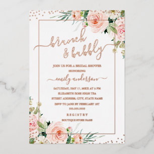 Invitation En Aluminium Brunch Et Bubbly OR ROSE GOLD Réelle Robe de Marié