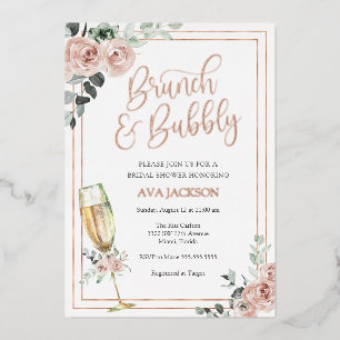Invitation En Aluminium Brunch et Fête des mariées Bubbly Blush Florals