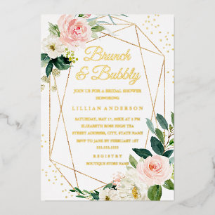 Invitation En Aluminium Brunch FOIL D'OR Et Fête des mariées Bubbly