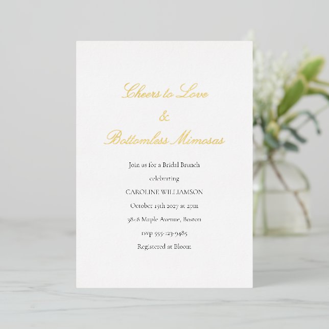 Invitation En Aluminium Brunch nuptial Mimosas Citation drôle Black White  (Debout devant)