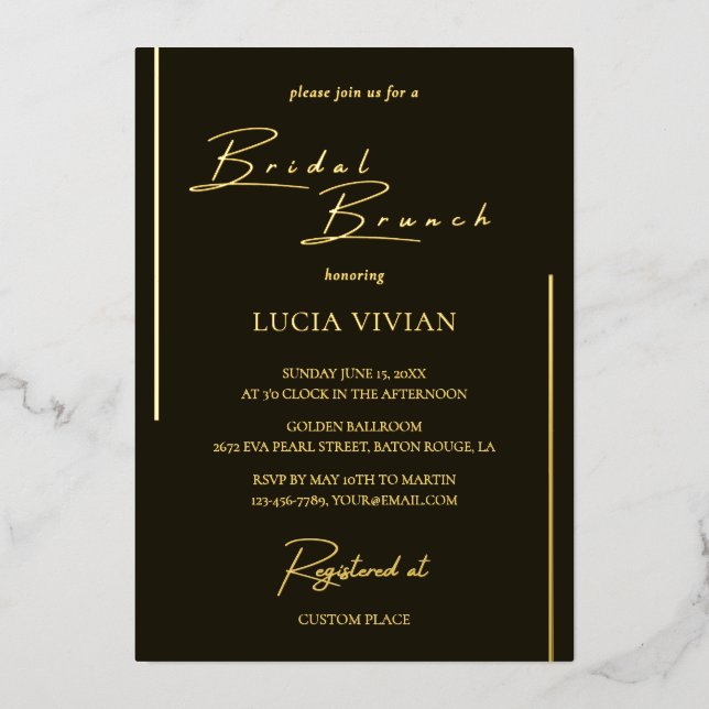 Invitation En Aluminium Brunch nuptial moderne Dark Green Calligraphy (Recto)