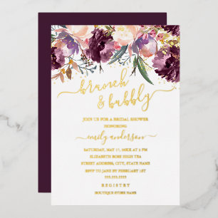 Invitation En Aluminium Brunch Purple Aquarelle Et Fête des mariées Bubbly