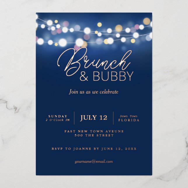 Invitation En Aluminium Bubbly & Brunch Elegant Champagne & Brunch (Recto)
