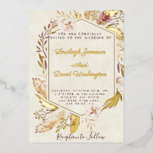 Invitation En Aluminium Budget Boho plumes mariage