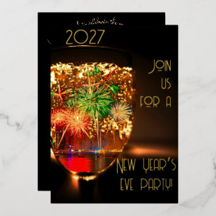 Invitation En Aluminium Bulle et feu d'artifice avec de l'or - fête de la