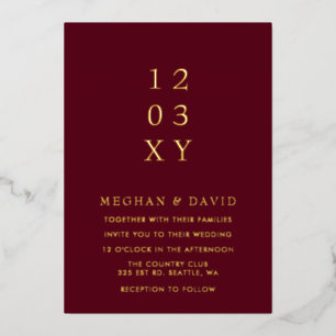 Invitation En Aluminium Burgundy Simple Élégant Mariage moderne