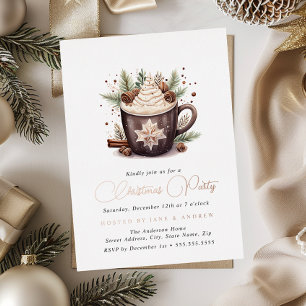 Invitation En Aluminium Cacao chaud beige naturel de Noël 