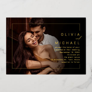 Invitation En Aluminium Cadre chic moderne minimaliste photo de mariage en