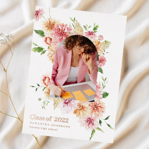 Invitation En Aluminium Cadre d'arche florale moderne Rose de photo gradué