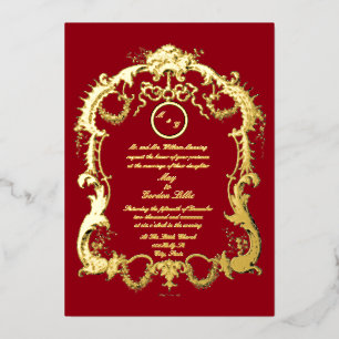 Invitation En Aluminium Cadre de bordure de mariage élégant Baroque Rococo