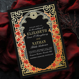 Invitation En Aluminium Cadre de cathédrale gothique élégant pour mariage 