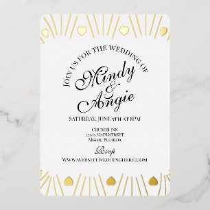 Invitation En Aluminium Cadre de coeurs gribouillés pour mariage