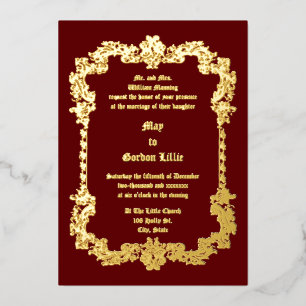 Invitation En Aluminium Cadre de feuillage de style baroque de l'ère victo