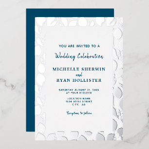 Invitation En Aluminium Cadre de mariage botanique aux feuilles argentées 