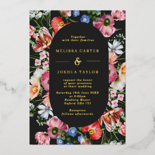 Invitation En Aluminium Cadre de mariage doré avec éclat floral hollandais