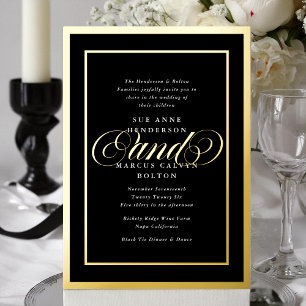 Invitation En Aluminium Cadre de mariage élégant de luxe en or