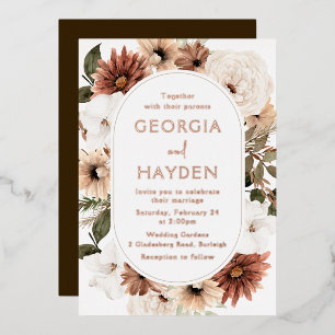 Invitation En Aluminium Cadre de mariage floral bohème réel