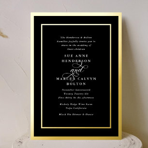 Invitation En Aluminium Cadre de mariage noir et blanc classique avec espe