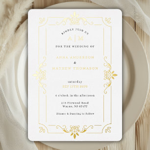 Invitation En Aluminium Cadre de monogramme ornemental élégant vintage pou