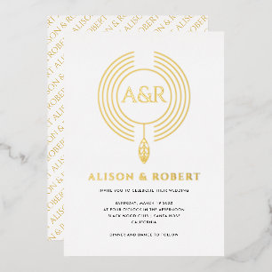 Invitation En Aluminium Cadre d'inspiration bijouterie avec initiales mari