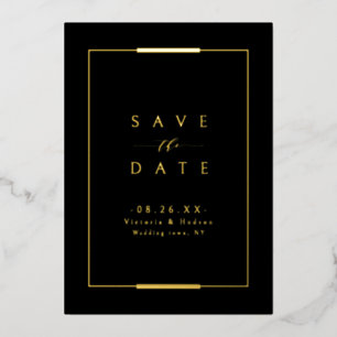 Invitation En Aluminium Cadre Elegance Black Gold Simple Mariage moderne