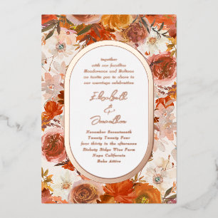 Invitation En Aluminium Cadre élégant en or rose Abondance florale Mariage
