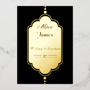 Invitation En Aluminium Cadre élégant noir et doré pour mariage islamique