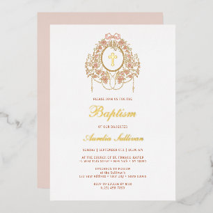 Invitation En Aluminium Cadre élégant Sainte Croix Baptême