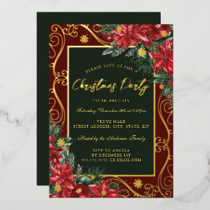 Invitation En Aluminium Cadre festif floral flocon de neige Noël Party