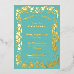 Invitation En Aluminium Cadre floral Art nouveau