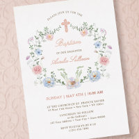 Cadre Floral Élégant Baptême
