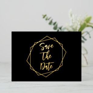 Invitation En Aluminium Cadre Géométrique Mariage Économisez La Date