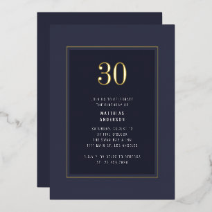 Invitation En Aluminium Cadre minimal élégant or foncé pour 30e anniversai