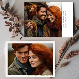 Invitation En Aluminium Cadre Minimal Moderne Multiphoto Enregistrer La Da