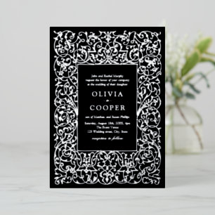 Invitation En Aluminium Cadre Orné Argenté Vintage Mariage Classique