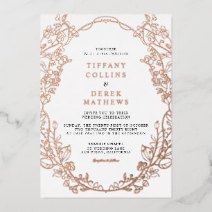 Invitation En Aluminium Cadre Orné Elégant Mariage Rose Or