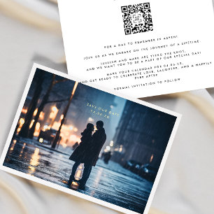 Invitation En Aluminium Cadre photo simple QR CODE Mariage Enregistrer La
