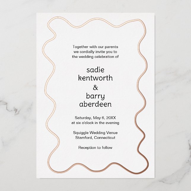 Invitation En Aluminium Cadre simple de Squiger Mariage moderne (Recto)