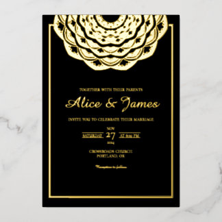 Invitation En Aluminium Cadre supérieur de mandala élégant en feuille d'or