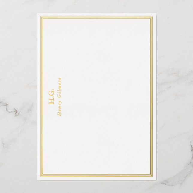 Invitation En Aluminium Cadres or et blanc Monogramme (Recto)