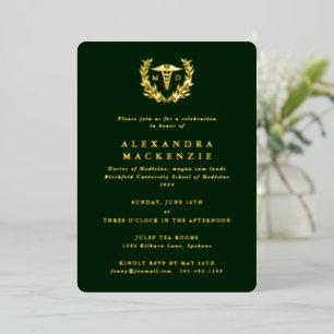 Invitation En Aluminium Caducée MD vert foncé + Diplôme à la couronne de l