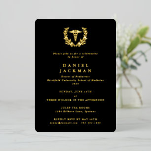 Invitation En Aluminium Caducée noir + Remise des diplômes de la faculté d