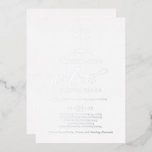 Invitation En Aluminium Calligraphie à huile d'argent romantique Mariage