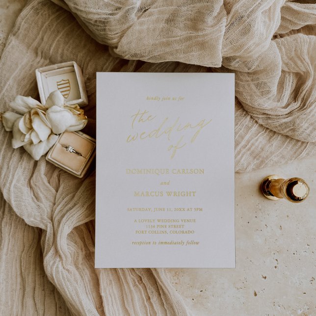 Invitation En Aluminium Calligraphie Chic Moderne Photo Mariage élégant (Créateur téléchargé)
