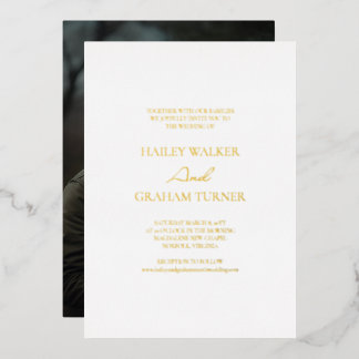 Invitation En Aluminium Calligraphie de script classique Mariage photo bla